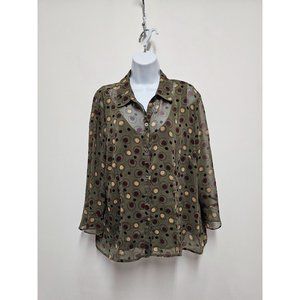 Naomi Blouse Dot Sheer built-in Camisole Size XL